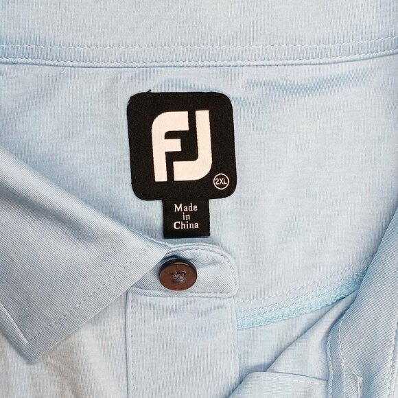 Footjoy Golf Polo Shirt Mens 2XL Heather Sky White Navy Colorblock Lisle 26070 - Picture 15 of 16